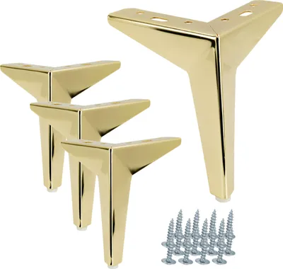 Immagine prodotto di set di 4 gambe per mobili "Star" in oro-cromo, altezza 15 cm - Lussuose ed eleganti per i vostri mobili