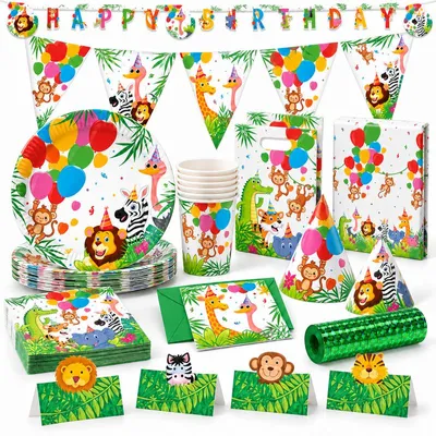 Produktbild von Dschungel / Zoo XXL Partyset zum Kindergeburtstag
