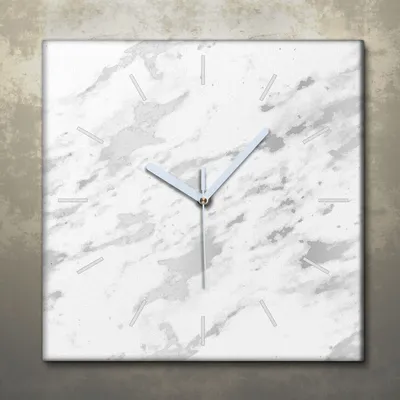Produktbild von Wohnzimmer Leinwand Uhr Geräuschlos Küche 30x30 Weißer, Marmor, Struktur, Textur, weiße Zeiger