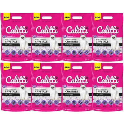 Zdjęcie produktu dla Silikonowy żwirek dla kotów o zapachu lawendy Calitti Crystals Lavender 3,8L x 8
