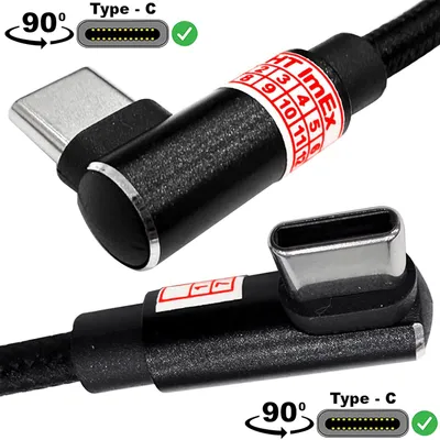 Produktbild von USB-C auf USB-C nylon kabel Ladekabel 90° Doppelwinkelstecker für Razer, Asus, MSI Gaming Laptop Notebook PC