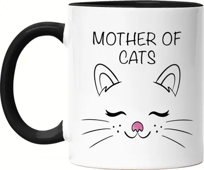 Produktbild von Mother of Cats Tasse Schwarz Katzen-Mama Geschenk Katzenliebhaber Katzenbesitzer Katzen Kätzchen Kaffeetasse
