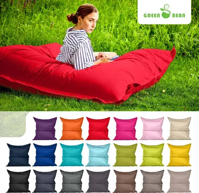 Produktbild von Green Bean® Indoor Sitzsack "Square" 120x160cm mit 270 Liter EPS Perlen Füllung - für Kinder & Erwachsene - Rot