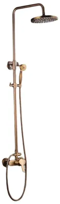 Produktbild von Antikes Duschset - Regendusche mit Handbrause - Höhenverstellbar 68 cm - Zwei Strahlarten - Wandmontage - Edelstahl - Gold