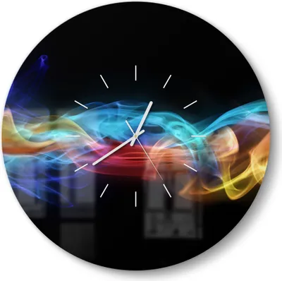 Produktbild von DEQORI Glasuhr Ø50 cm Modern 'Farbige Rauchschwaden' Wanduhr Glas Uhr Design leise