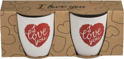 2er-Set 'I Love You' Tassen Aus Steingut – Weiße Keramik-Becher Im Geschenkkarton (ca. 300 Ml)