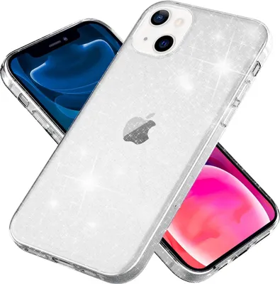 Produktbild von NALIA Glitzer Hülle für iPhone 13 Mini, Transparent Glitter Cover Handy Case Transparent