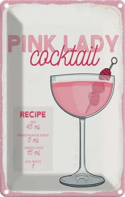 Produktbild von vianmo Blechschild 30x20 cm Pink Lady Cocktail Recipe