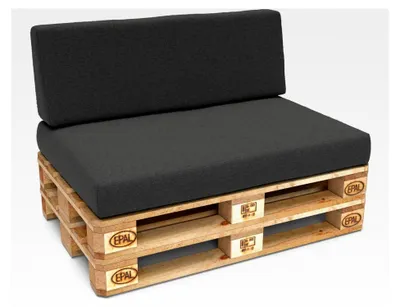 Produktbild von Palettenkissen Palettenauflagen mit abnehmbarem Bezug Palettenmöbel Palettensofa 2er Set: Sitzkissen 120x80 + Rückenlehne 120x40, Anthrazit