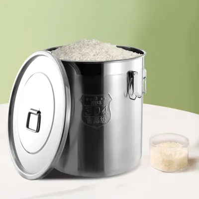 Produktbild von 48L Edelstahl Getreidebehälter Mehlbehälter Küche Mehl Getreide Milch Aufbewahrungseimer Container mit Deckel Vorratsdose