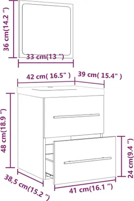 Produktbild von vidaXL Waschbeckenunterschrank mit Einbaubecken Weiß Holzwerkstoff