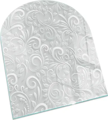 Produktbild von Elegantes florales Muster – Glasbodenplatte für – Kaminofen – Kaminplatte Glas – Schutzglas – Funkenschutzplatte –Glasbodenplatte Feuerfeste – Hitzeschutzplatte – Bodenschutz aus Glas – 80x70 cm
