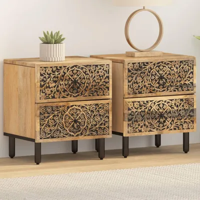 Produktbild von vidaXL Nachttische 2 Stk. 40x33x46 cm Massivholz Mango