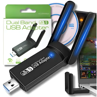 Obrázek produktu pro SÍŤOVÁ KARTA WIFI ADAPTÉR USB 3.0 1300 Mbps 5ghz 2 WAYS AP SIMULATION