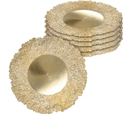 Produktbild von 1.06 Goldener Deko Teller ca. Ø 33 cm - 6er Set - Kerzen Teller (6 Stück)