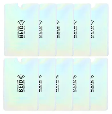 Produktbild von 10 Stück RFID Schutzhüllen aus Aluminiumfolie für Kreditkarten und Ausweise
