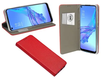 Produktbild von Buch Tasche Smart für OPPO A53 Handy Hülle Etui Brieftasche Schutzhülle mit Standfunktion, Kartenfach Rot