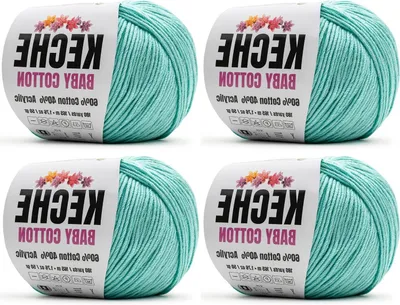 Productafbeelding van Katoen Garen - Garen voor Haken - Amigurumi Maken - Gecertificeerd - 4 x 50g Bollen - Babyblauw