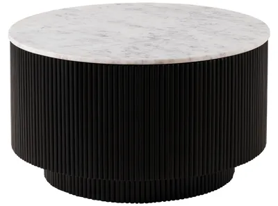 Immagine prodotto di MASSIVMOEBEL24 | Tavolino da salotto in legno di Mango 80x80x45 Laccato nero - marmo bianco BARCELONA #120