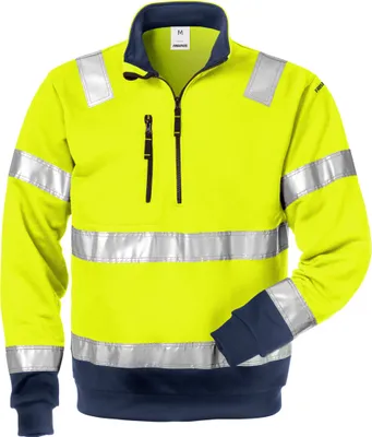 Produktbild von Fristads Warnschutz-Sweatshirt mit halbem Reißverschluss Klasse 3 728 Shv