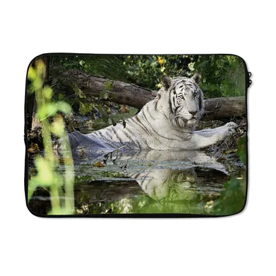 Produktbild von MuchoWow® Laptop Hülle 13 Zoll Weißer Tiger im Wasser Laptoptasche - Laptophülle - Sleeve - Rundumschutz