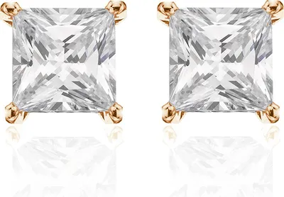Produktbild von New Bling 9NB-0046 Zilveren oorstekers - zirkonia vierkant 6 mm - goudkleurig