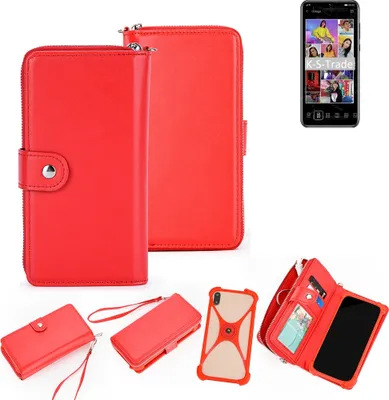 Produktbild von K-S-Trade 2in1 Schutzhülle Portemonnee Handyhülle mit Bumper kompatibel mit Huawei Y8p Hülle Case Etui Geldbörse Smartphone rot (1x)