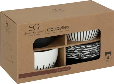 Produktbild von 4 Schalen im "ethnischen" Stil, Durchmesser 10 cm - SG Secret de Gourmet