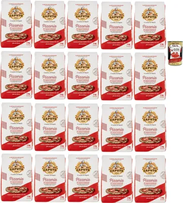 Produktbild von Caputo Pizzeria "00" weicher Weizenmehl, Ideales Mehl für gut hydrierte, leichte und perfekte Sauerteig -Teig, Mehl für die klassische neapolitanische Pizza, 20x 1 kg + Italian Gourmet polpa 400g