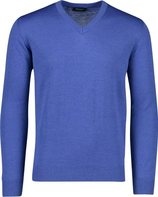 Produktbild von Maerz Pullover aus Schurwolle mit V-Ausschnitt, blau