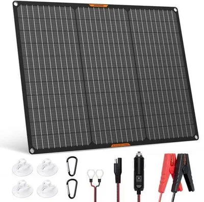 Produktbild von 12V Solarmodul-Set mit 50W Leistung und Laderegler für die Batteriewartung