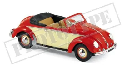 Image de VW Coccinelle Hebmüller Cabrio 1949 rouge beige Modèle réduit 1:43 Norev