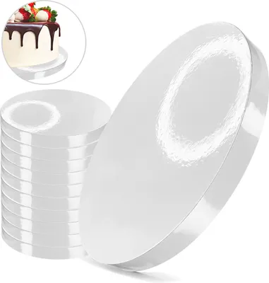 Produktbild von Cake Board Unterlage Weiß 34 cm 2 cm Set 10 Stück Cake Drum Rund Premium Brand4Cake