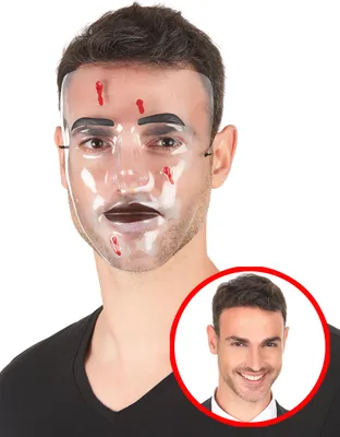 Produktbild von Maske mit Einschusslöchern für Erwachsene transparent - Einheitsgröße