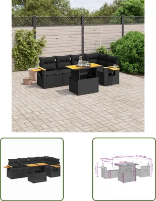 Produktbild von The Living Store 6-tlg. Garten-Sofagarnitur mit Kissen Schwarz Poly Rattan