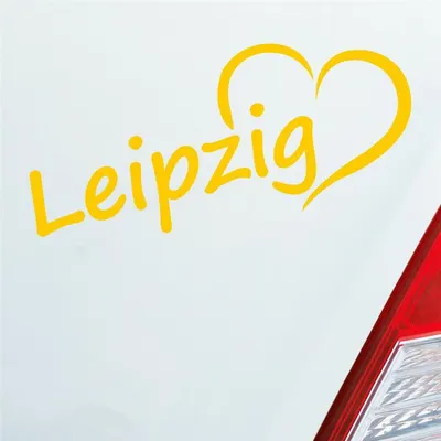 Produktbild von Auto Aufkleber Leipzig Herz Stadt City Liebe Love Heimat 18,5x8 cm Gelb Sticker Heckscheibenaufkleber