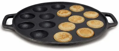 Obrázek produktu pro Pánev na poffertjes Cookinglife z litiny, Ø 24 cm – na 15 poffertjes – bez nepřilnavého povrchu – vhodná pro všechny zdroje tepla