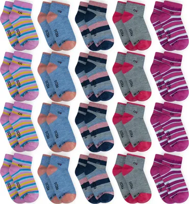Produktbild von OCERA 20 Paar Kinder Kurzschaft Socken für Mädchen und Jungen im Farbmix Gr. 31/34