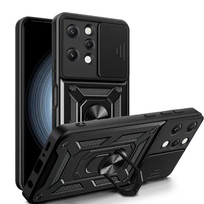 Produktbild von Outdoor Panzer Hülle Xiaomi Redmi 12 Handyhülle mit Kameraschutz Ringhalter Case Schwarz