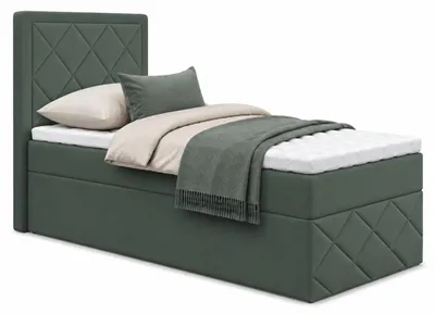 Produktbild von Bett, Boxspringbett DORMI MINI 3, 80x200 cm mit Bettkästen, Topper Visco (Grün: Itaka 10)