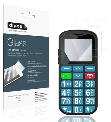 Produktbild von 2x Schutzfolie für Tosaju T180 - Anti-Shock 9H Folie dipos Glass Kunststoffglas