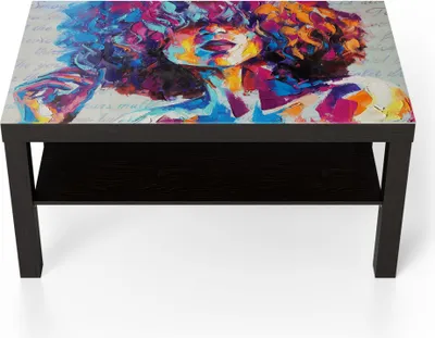 Produktbild von DEQORI Couchtisch 90x55 cm Schwarz 'Bunter Lockenkopf' Glas Beistelltisch