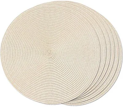 Obrázek produktu pro Sada 6 kulatých tkaných ubrusů – lze prát – protiskluzové – 38 cm (béžové)