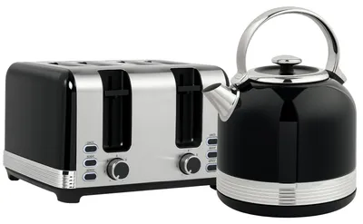 Obrázek produktu pro Sada varné konvice a topinkovače – 7 stupňů opékání, objem 1,7 l | Barva: černá, stříbrná