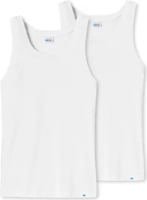 Produktbild von Schiesser 2er Pack Long Life Baumwolle Unterhemd / Tanktop Körpernahe Passform mit Rundhals-Ausschnitt, Kleines Serien-Logo am Saum, Reduzierte Pilling-Bildung und glatte gleichmäßige Oberfläche