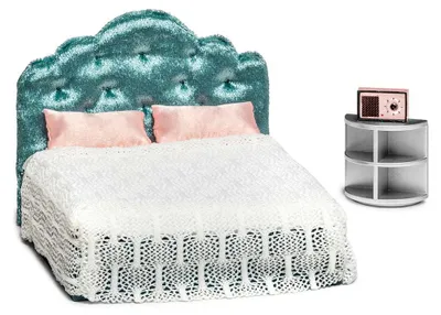 Produktbild von Lundby Puppenhaus Schlafzimmer Set - grün rosa - Zubehör Bett