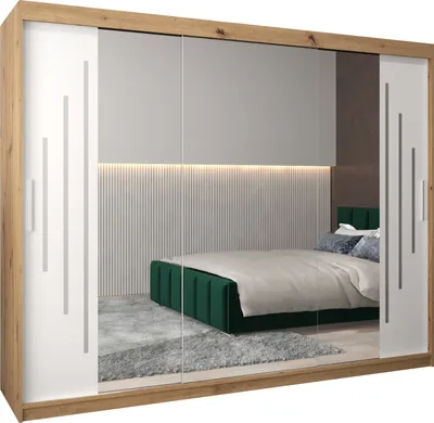 Produktbild von Kleiderschrank, Schiebetürenschrank Schlafzimmer, Schrank mit Spiegel YORK 2 250 cm