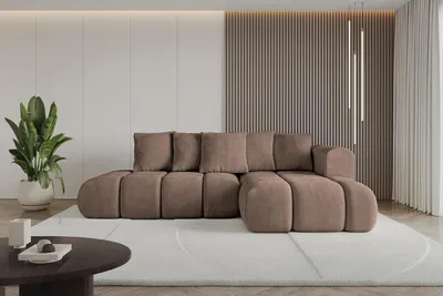 Produktbild von ALTDECOR Ecksofa mit Schlaffunktion und Bettkasten CLOUD-L-v1 280x185x90 Braun - Corner Sofa Bett Eckcouch Couch L-Form Schlafcouch Ausziehbar Wohnlandschaft Schlafsofa Cauchsofa