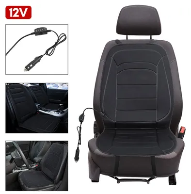 Image de ISOISL, siège chauffant pour voiture, 1 pièce, 50x100 cm, coussin chauffant universel pour sièges avant, 12V, 2 niveaux de chauffage avec protection thermique, couleur noire