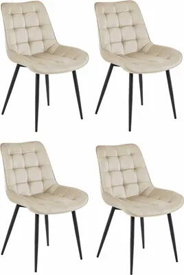 Productafbeelding van Chaise - Leobert - Bera - Beige fluweel / Zwarte poten - 54 X 60 X 88 Cm - Set van 4